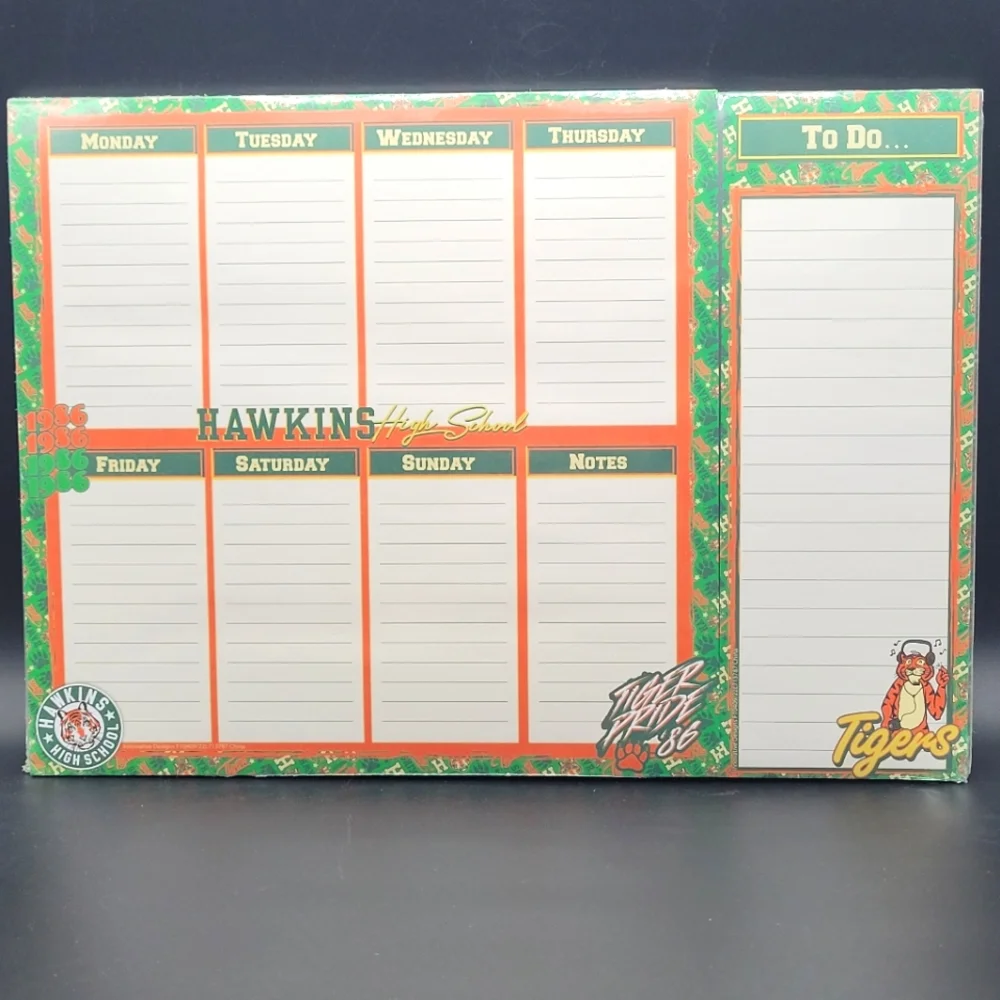 Stranger Things 1986 Hawkins Tigers School Planner And Note Pad